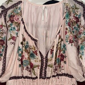 Anthropologie Pink Floral Blouse